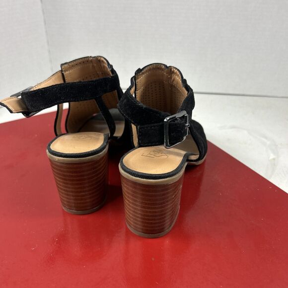 Franco Sarto Women's 6.5 Open Toe Slingback Ankle Strap Block Heel Sandal Suede - Picture 3 of 8